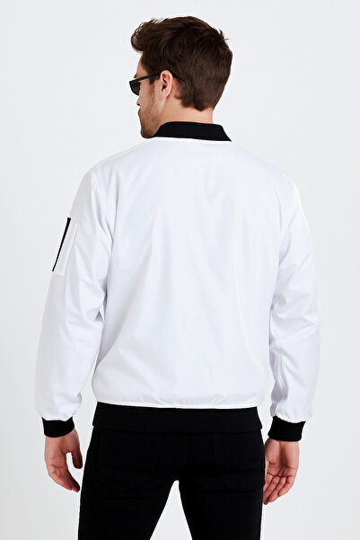 comstar Men's Zippered White College Windbreaker & Raincoat