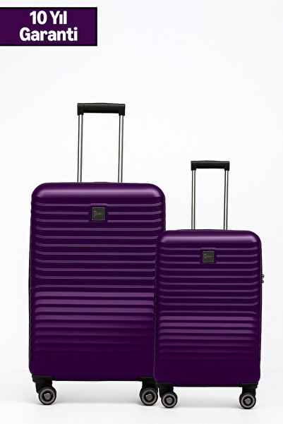 louisiana polo 2'li Valiz Seti Polikarbon Orta Boy - Kabin Boy Valiz Mor 1811