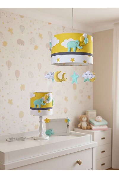 Leobabyroom نمط نجمة سحابة صفراء مع شكل فيل نعناعي لغرفة الطفل/الطفل - مجموعة...
