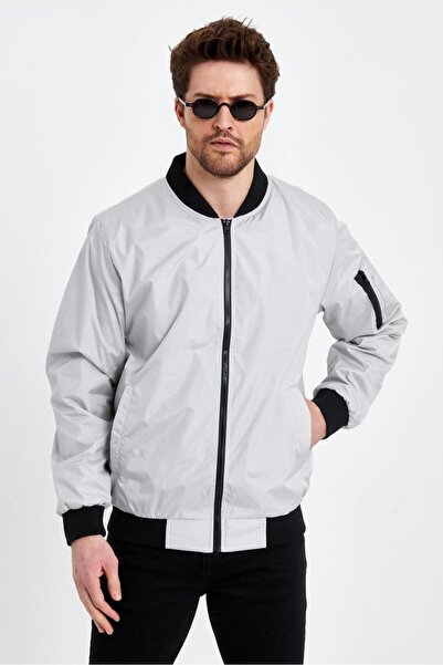 comstar Men's Zippered Gray College Windbreaker & Raincoat