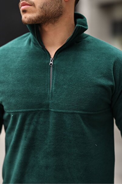 comstar Чоловічий светр з напівзастібкою на горловині, базовий, хакі, флісовий