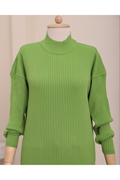 Modamorfo Half-Throated Slit Knitwear Tunic -F.Green