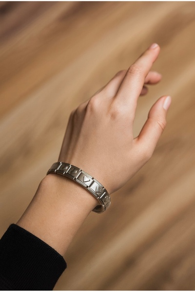 Çelik İTALYAN CHARM PASLANMAZ KALPLİ BİLEKLİK