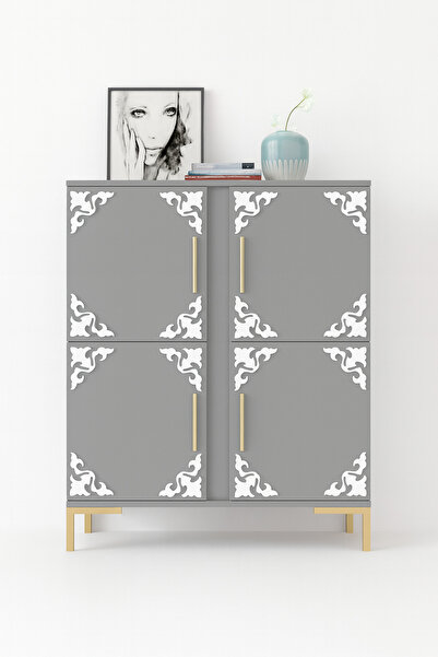 VENON 4 Adet Dekoratif Yapışkanlı Mobilya Dolap Süsü Bordür Köşe Aynalı Pleks...