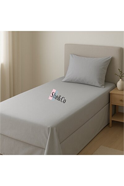 She&Co Single Elastic Sheet Set-anthracite (100X200 CM 30 CM)