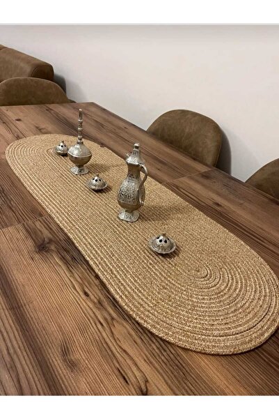 eftlyhome American Service - Jute and Straw Plate Set, Plate Mat and Trikot Runner