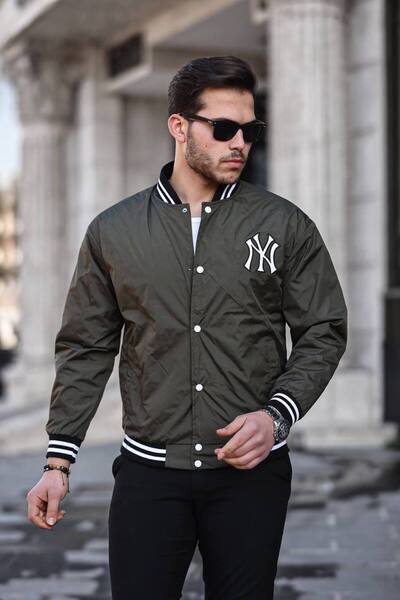 comstar Men's Printed Snap Fastener Khaki College Windbreaker & Raincoat