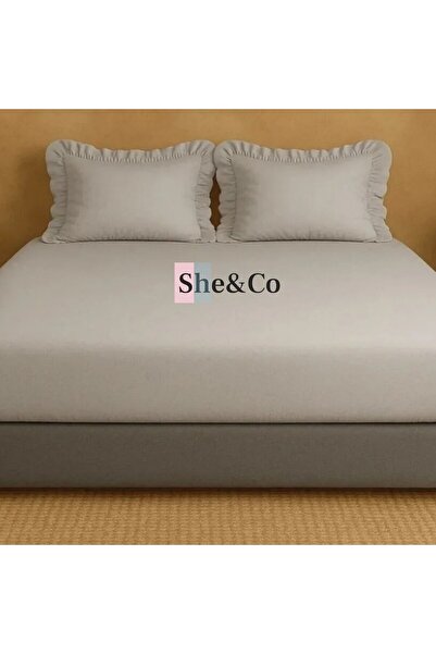 She&Co Firfirli Double Size Fitted Sheet Set - 3 Pieces |   Grey
