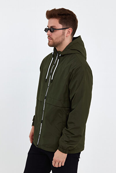 comstar Men's Printed Hooded Khaki Windbreaker & Raincoat