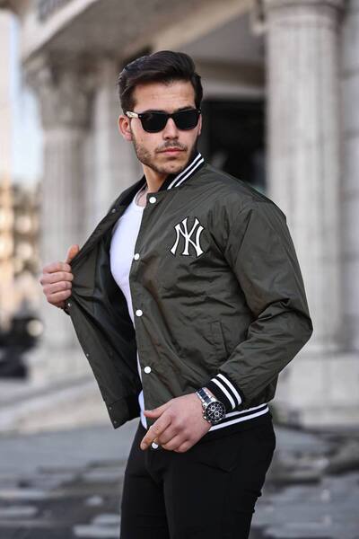 comstar Men's Printed Snap Fastener Khaki College Windbreaker & Raincoat