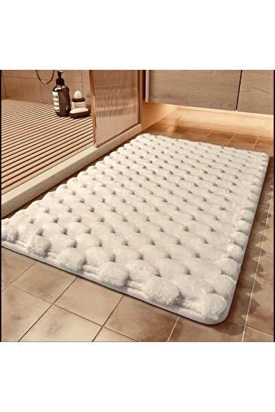 DECORA CASA HOME COLLECTİON (1Pcs) Rabbit Hair Honeycomb Pattern Non-Slip Base Bath Mat