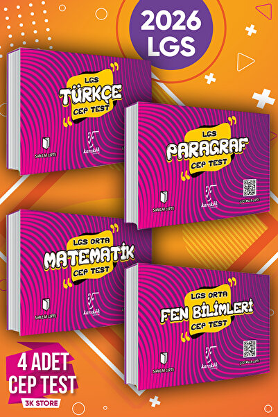 Karekök Yayınları 8.Sınıf Cep Test 4lü Set Türkçe Paragraf Matematik Fen Bilimleri (2026 LGS'ye uygundur)