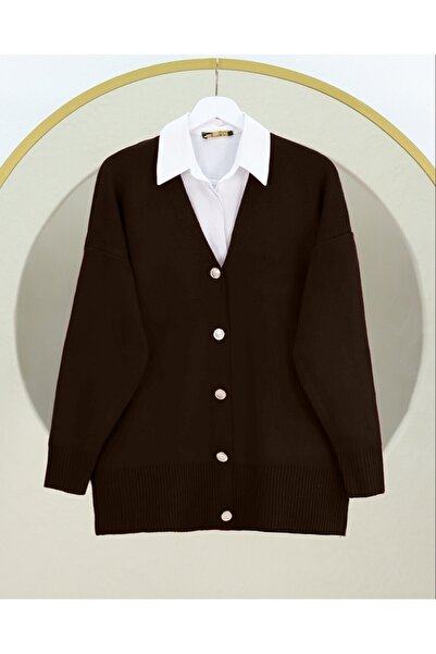 Modamorfo V-Neck Buttoned Knitwear Cardigan -K. Coffee