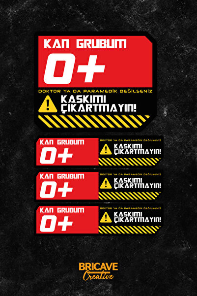 Bricave 0+ Kan Grubu Sticker PVC Kask Etiket – Araba-Motosiklet Cam Etiket St...