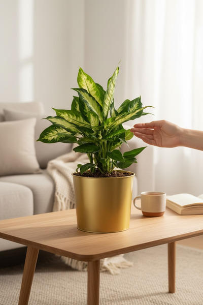 EVSTYLE DEKORATİF GOLD SAKSI - 22 CM