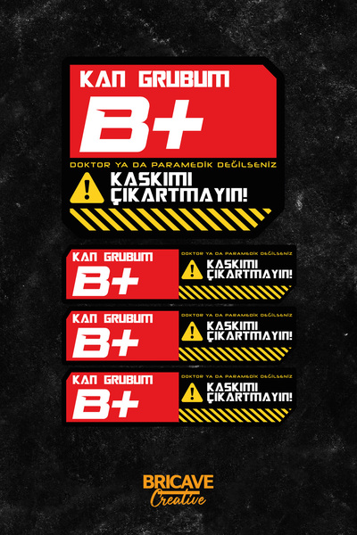 Bricave B+ Kan Grubu Sticker PVC Kask Etiket – Araba-Motosiklet Cam Etiket St...