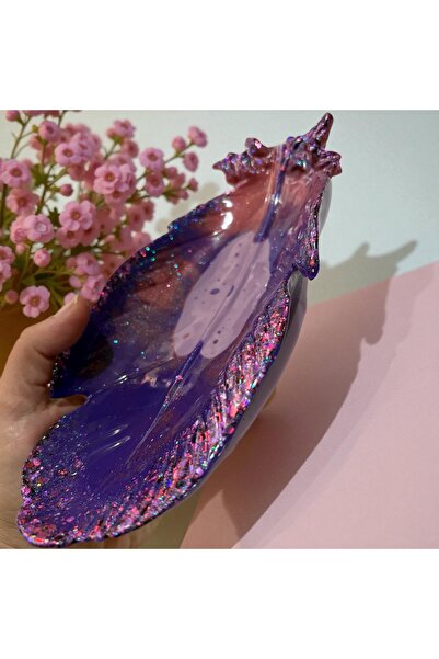 Pelince Epoxy Handmade Feather Serving Tray | Jewelry Tray & Keychain Organizer | 24 cm