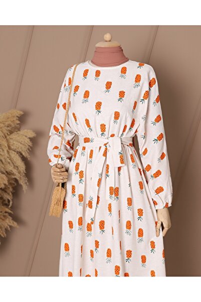 Modamorfo Plátěné šaty s páskem s netopýřím rukávem