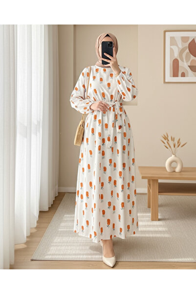 Modamorfo Plátěné šaty s páskem s netopýřím rukávem