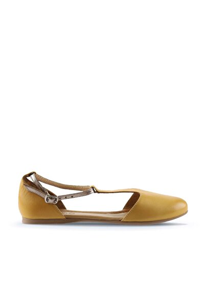 Bueno Shoes Sarı Deri Kadın Düz Sandalet 01ws0310