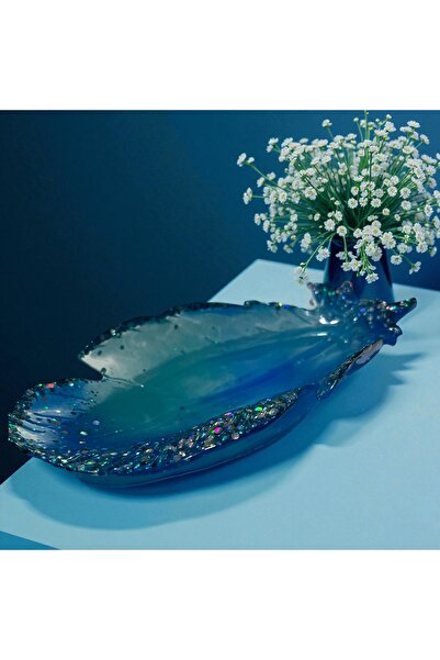 Pelince Epoxy Handmade Feather Serving Tray | Jewelry Tray & Keychain Organizer | 24 cm