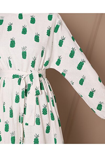 Modamorfo Φόρεμα από λινό μανίκι με ζώνη