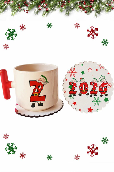 Öz Kupa Yeni Yıl Christmas Yılbaşı Özel Seri Z Harfli Kırmızı Y Kulp Lüks Fin...