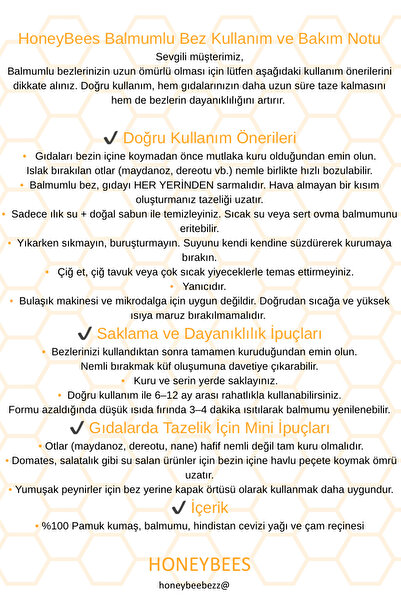 Home Daisy Patterned Fabric Reusable Natural Beeswax (Beeswax) Food Storage Cloth Set of 6