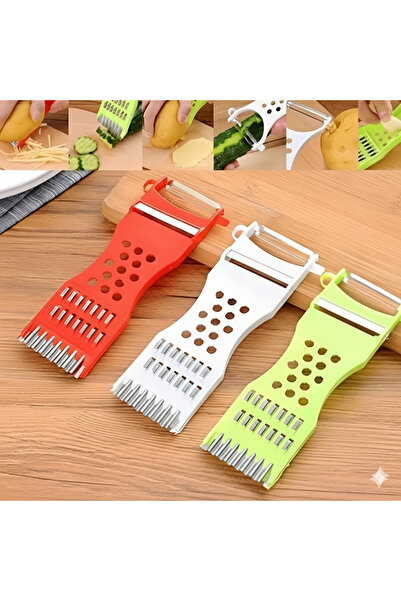 EUROLUXE Çok Fonksiyonlu Rende - Soyacak – Sebze ve Meyve Doğrayıcı (Patates, Havuç, Salatalık, Limon), 17 cm