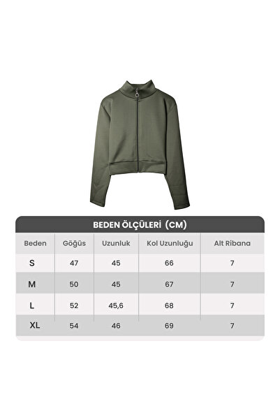 Store Scuba Kumaş Uzun Kollu Fermuarlı Crop Spor Ceket