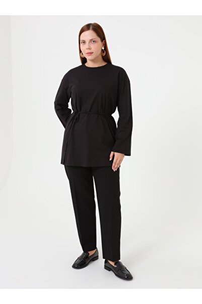 ALİA Zippered Plus Size Tunic - Black -