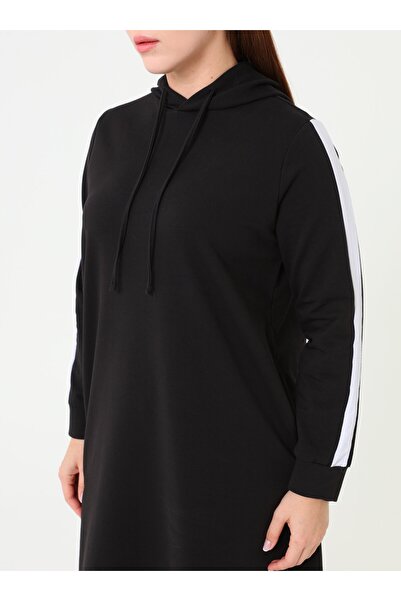 ALİA Plus Size Natural Fabric Sports Tunic&Pants Two-Piece Set - Black -