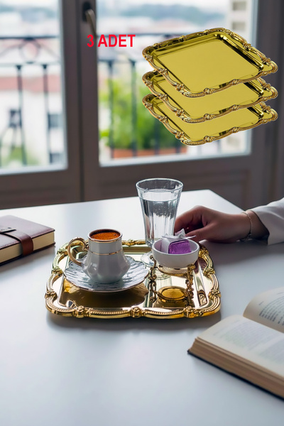 EVSTYLE 3-комплектний золотий піднос для лози - нержавіюча сталь