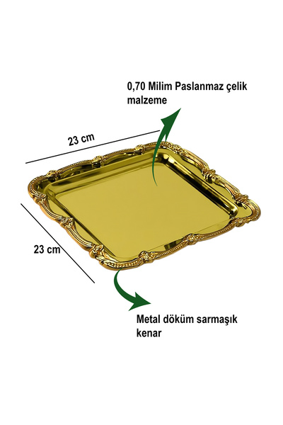 EVSTYLE 3-Piece Gold Ivy Tray - Stainless Steel