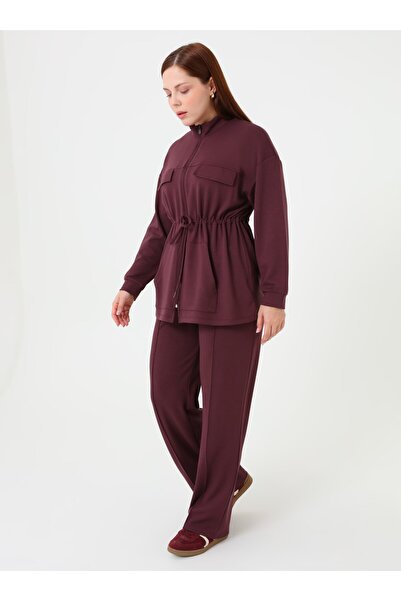 ALİA Modern Form Large Size Suit - Plum -
