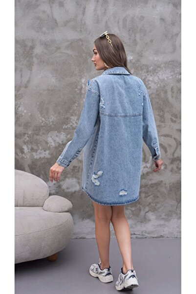 sorisso Rucsac cu imprimeu supradimensionat Jachetă de blugi