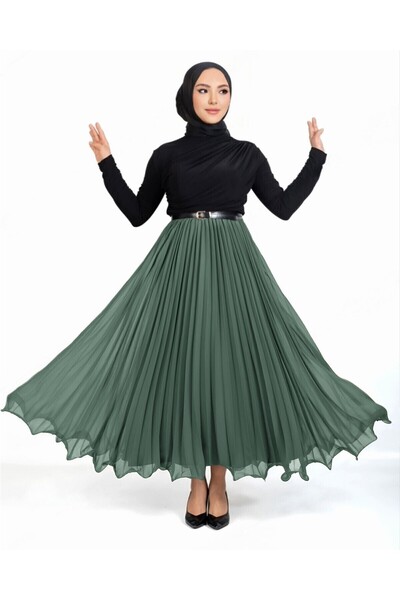 Modamorfo Fusta plisată din șifon cu talie elastică - mentă