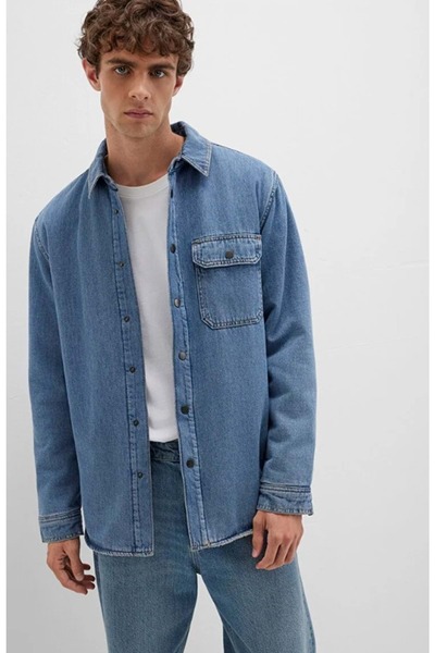 Mavi 0211186 Jeremy Classic Denim Faux Fur Indigo Blue Men's Denim Jacket Jeans