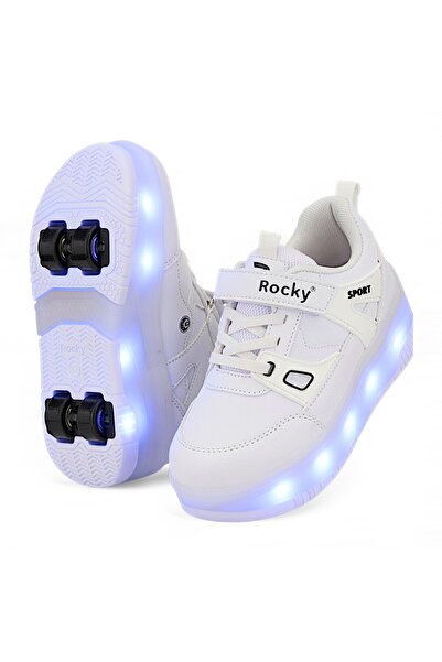 sepona Patented Light-Up Sports Shoes with Roller Skates with 4 Wheels – Lights On/Off Button