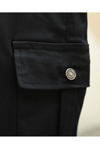 Modamorfo Elastic waist and leg lace-up cargo jeans - black