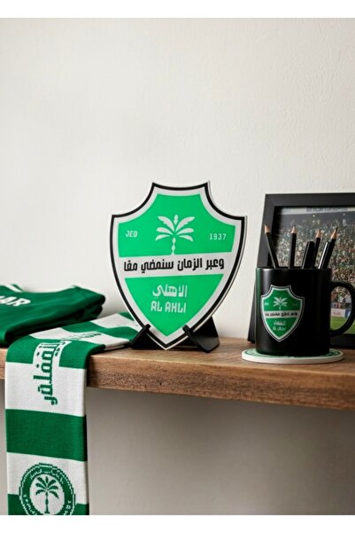 3D Brothers درع نادي الأهلي ثلاثي الأبعاد مع حامل – تصميم جدة 25 سم