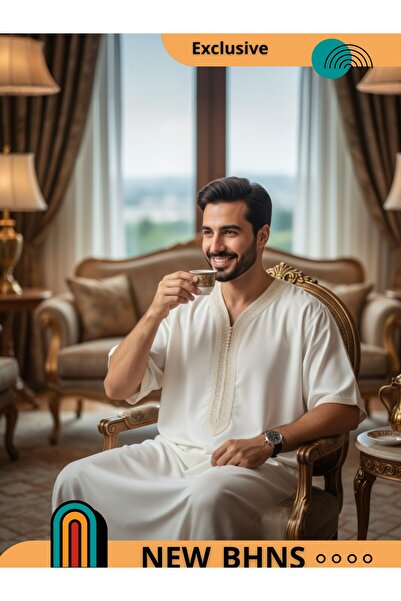 ALFASSIYAH Men's Shirt, Nightgown, Moroccan Thobe, Comfort Luxury Men's Gifts House Dress Comfort Moroccan Shirt, Men's Thobe Seven