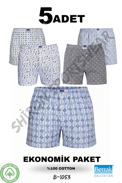 Shiron Sportswear&Company Ανδρικά μποξεράκια 5 τεμαχίων με σχέδια, άνετα κλασικά κομμένα, 100% βαμβάκι