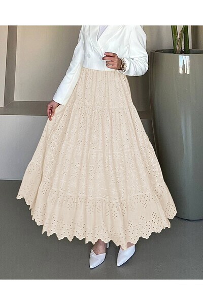 Modamorfo Beige Folded Skirt