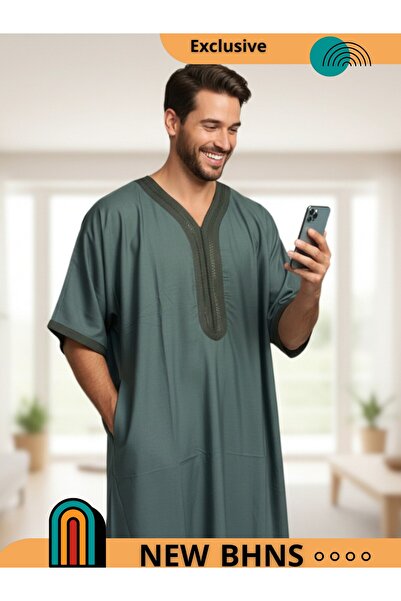 ALFASSIYAH قميص رجالي، ثوب نوم، ثوب مغربي، راحة هدايا رجالية فاخرة ثوب بيت للراحة قميص مغربي، ثوب سبعة للرجال