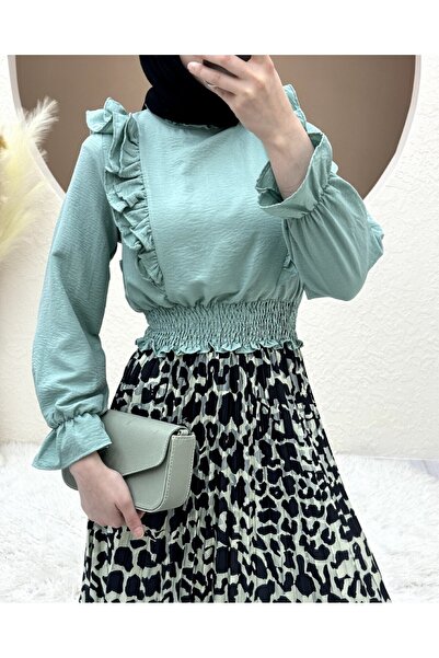 Modamorfo Digitálně potištěná plisovaná sukně - vodově zelená