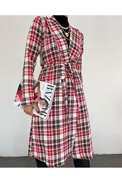 Modamorfo Belden Bağlamalı Şanel Kap -Kırmızı