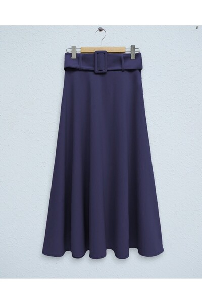 Modamorfo Imported Crepe Skirt - Thick Belt and Loose Kilos - Navy