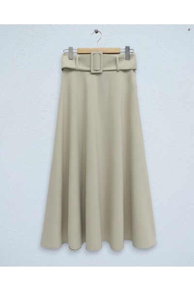 Modamorfo Thick belted loose weight imported crepe skirt -beige