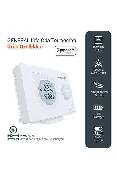 GENERAL Life Mitra 220 Rf Kablosuz Oda Termostatı - Beyaz